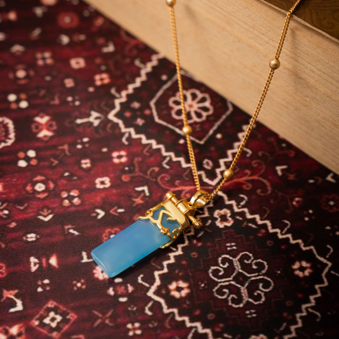 Kun Faya Kun Necklace in Blue Chalcedony