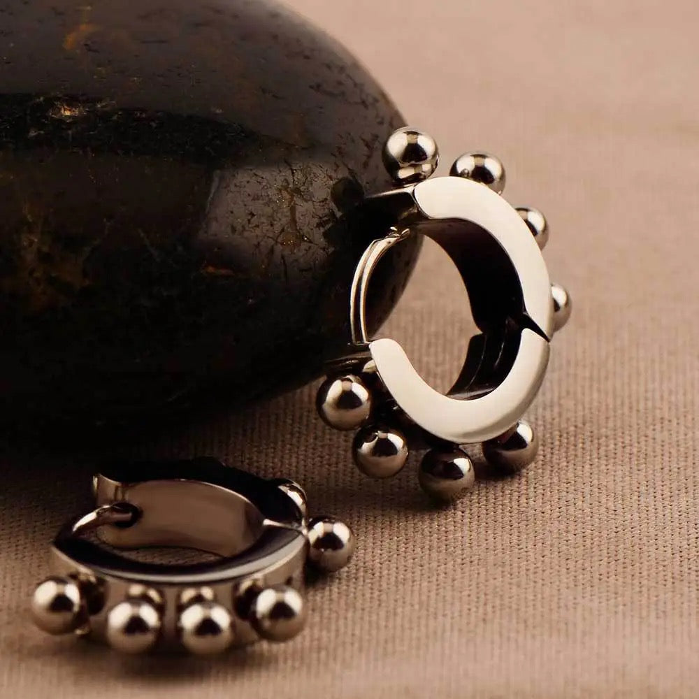 Silver Ball Ear Huggies
