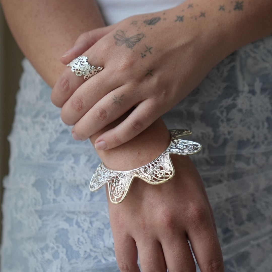 Lace Silver Bangle