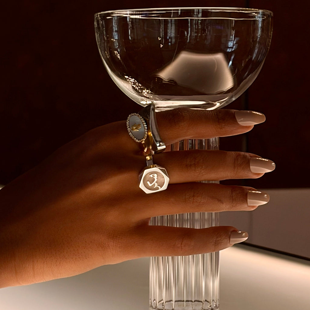Shukr (Gratitude) Rose Quartz Silver Finish Ring