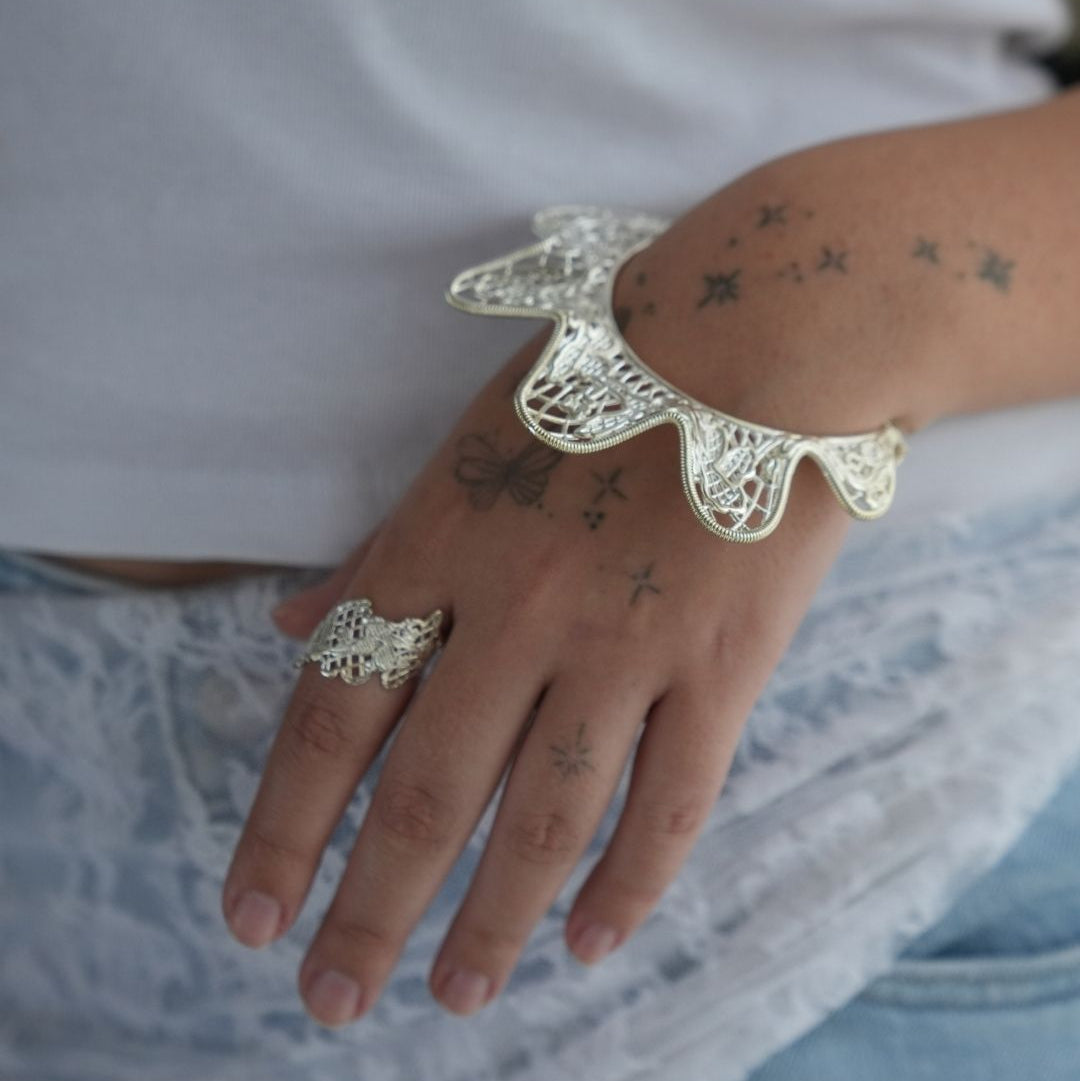 Lace Silver Bangle