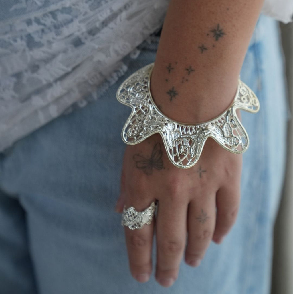 Lace Silver Bangle