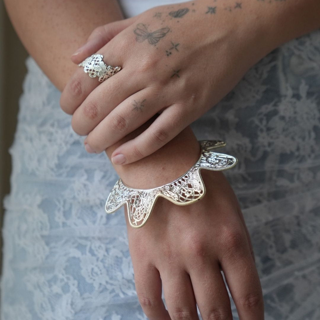 Lace Silver Bangle