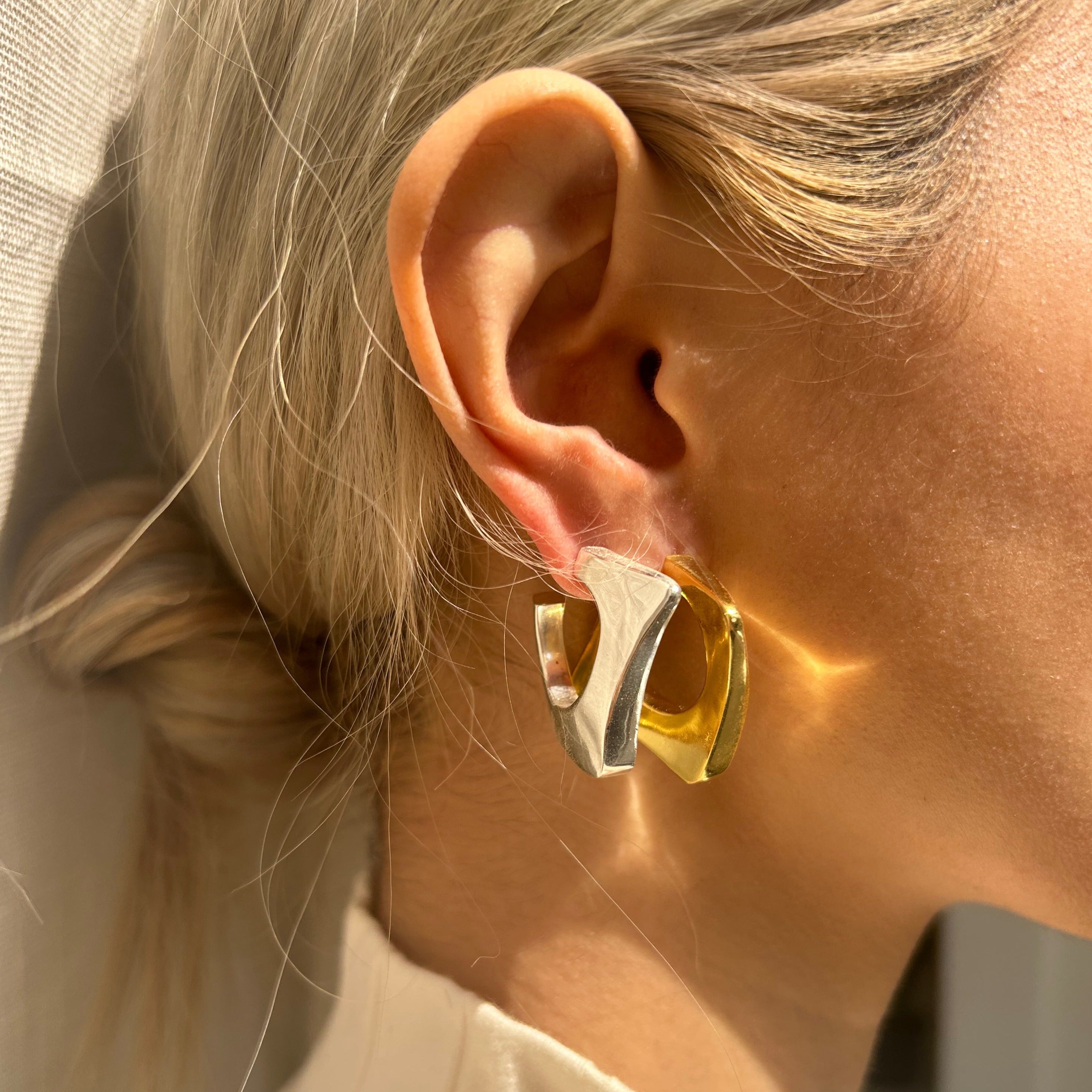 Chic Square Silver Hoops
