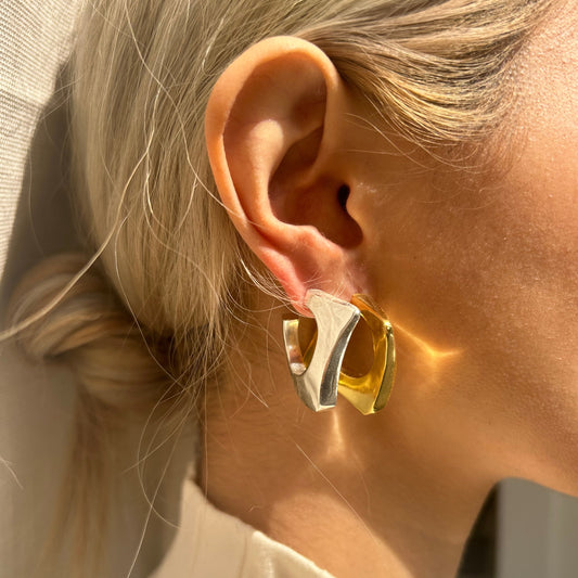 Chic Square Silver Hoops