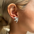 Edgy Bird Studs Silver