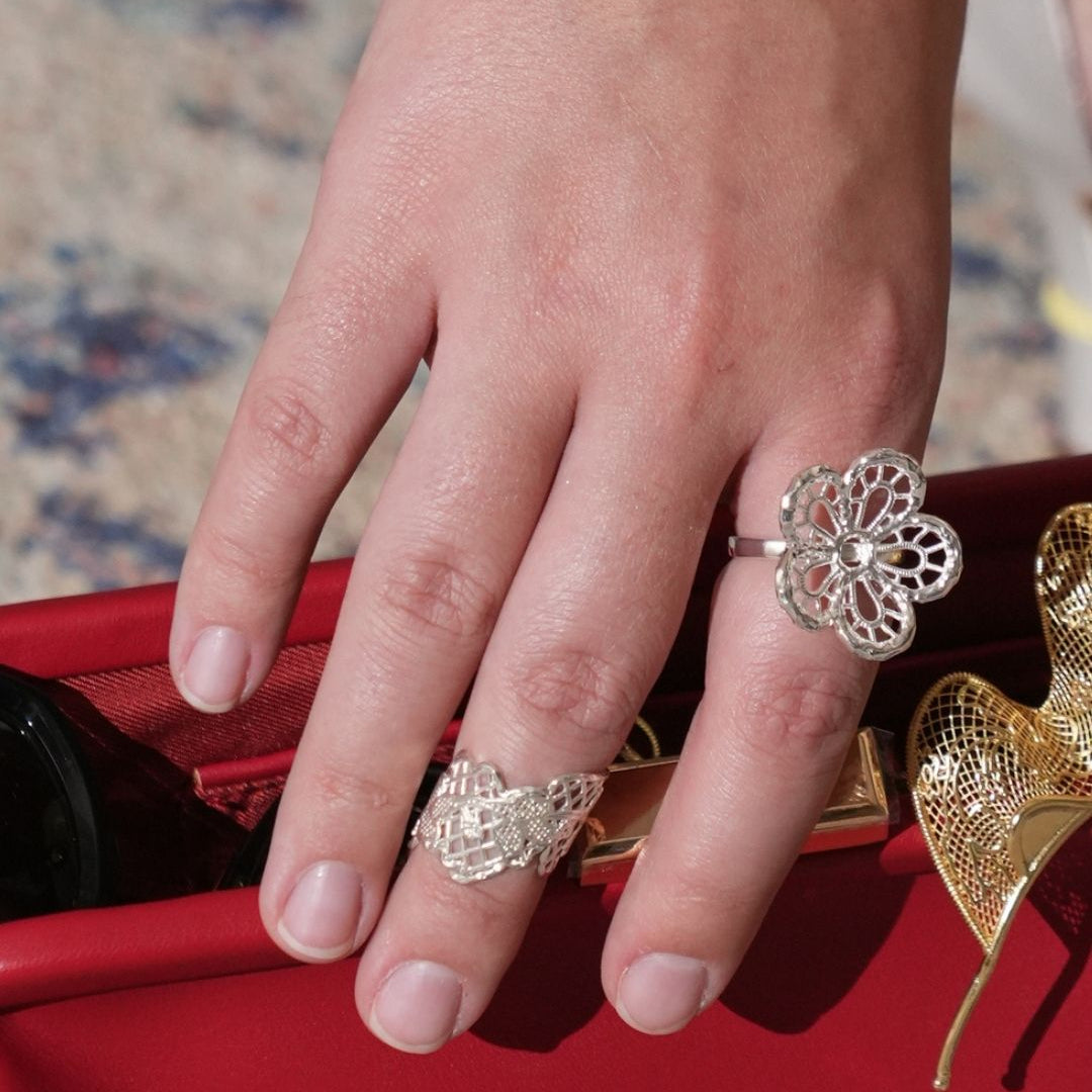 Lace Bloom Silver Ring