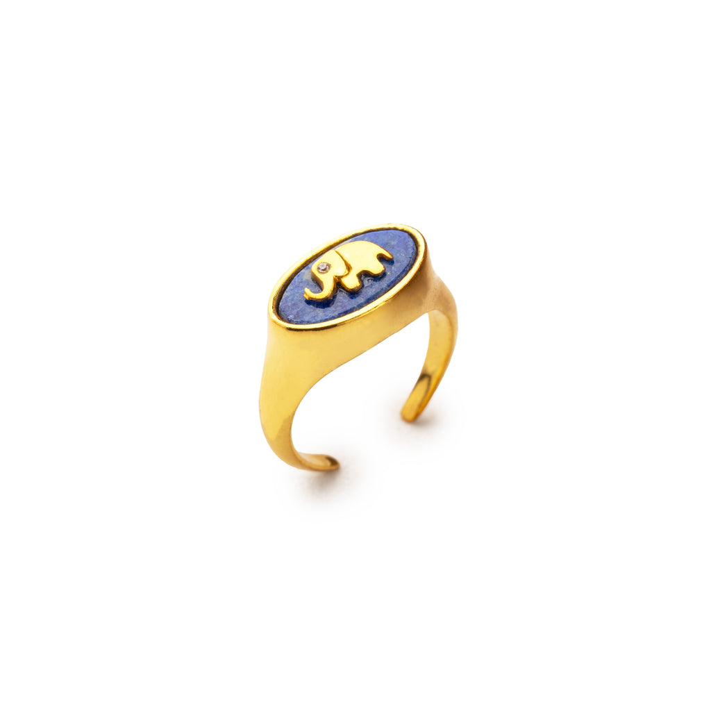 Elephant Lapis Lazuli Signet Ring