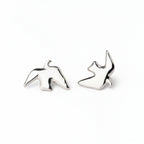 Edgy Bird Studs Silver