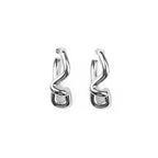 Freeform Pearl Drop Silver Hoops