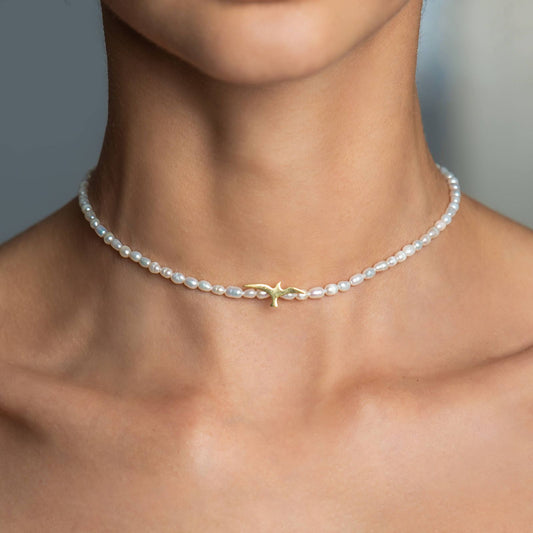 Flyaway Bird Pearl Choker