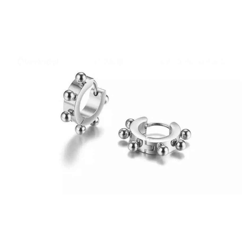 Silver Ball Ear Huggies