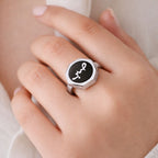 Sabr (Patience) Black Onyx Silver Finish Ring