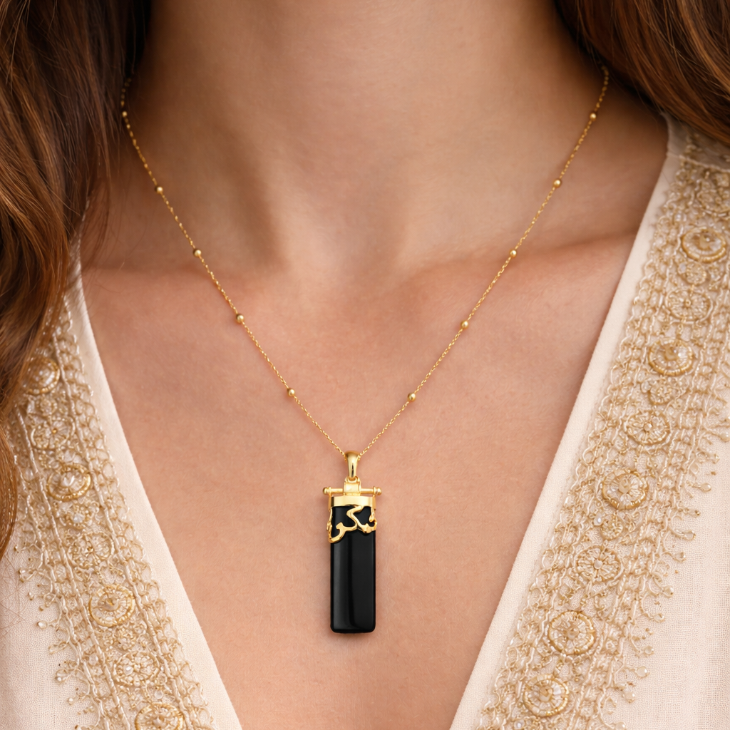 Kun Faya Kun Necklace in Black Onyx