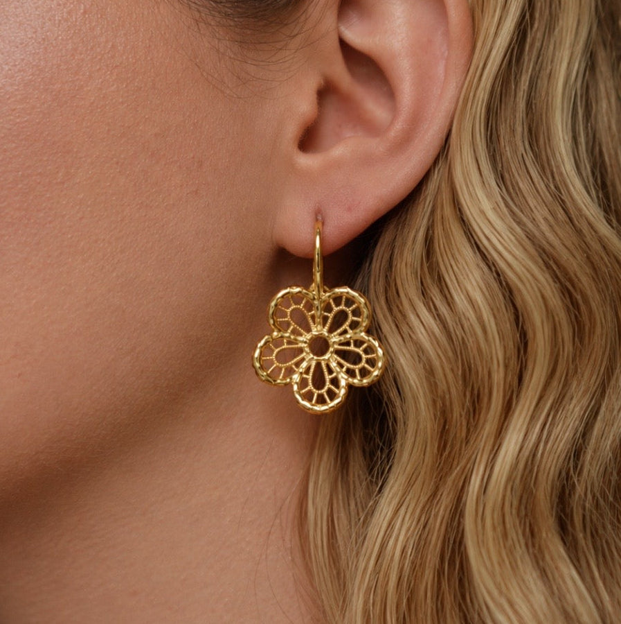 Lace Bloom Gold Earrings