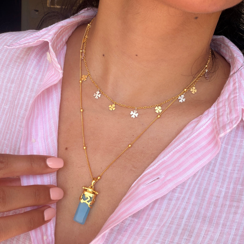 Kun Faya Kun Necklace in Blue Chalcedony