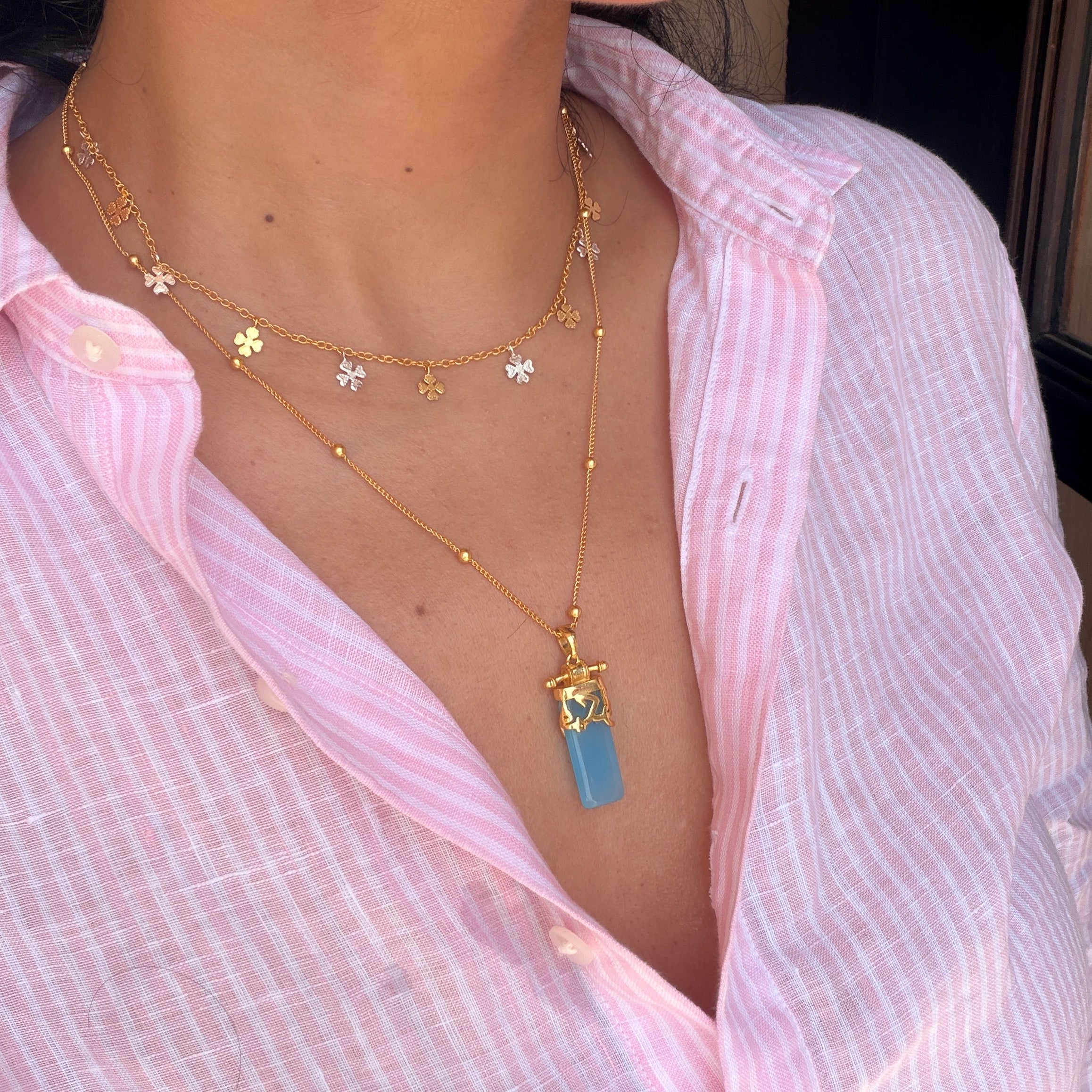 Kun Faya Kun Necklace in Blue Chalcedony