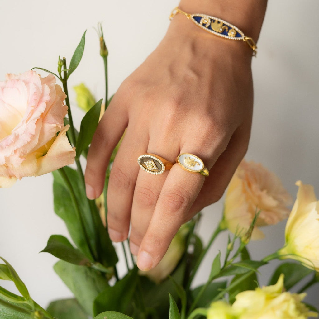 Evil Eye Signet Ring - Tiger Eye