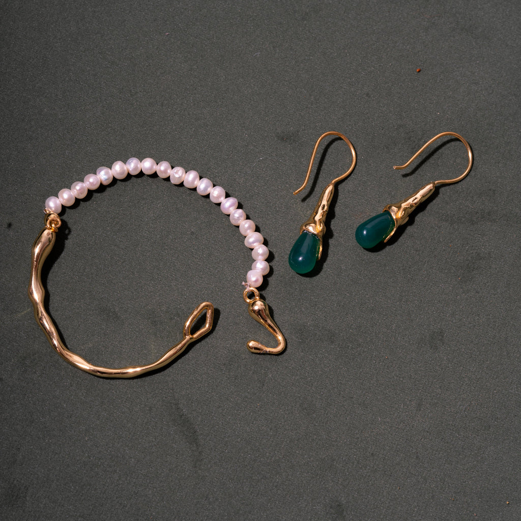 Molten Muse Green Aventurine Earrings