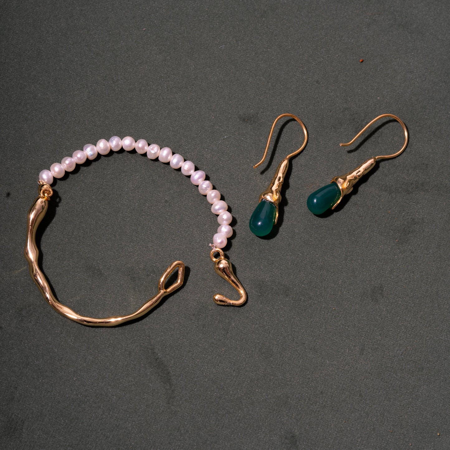 Molten Muse Green Aventurine Earrings