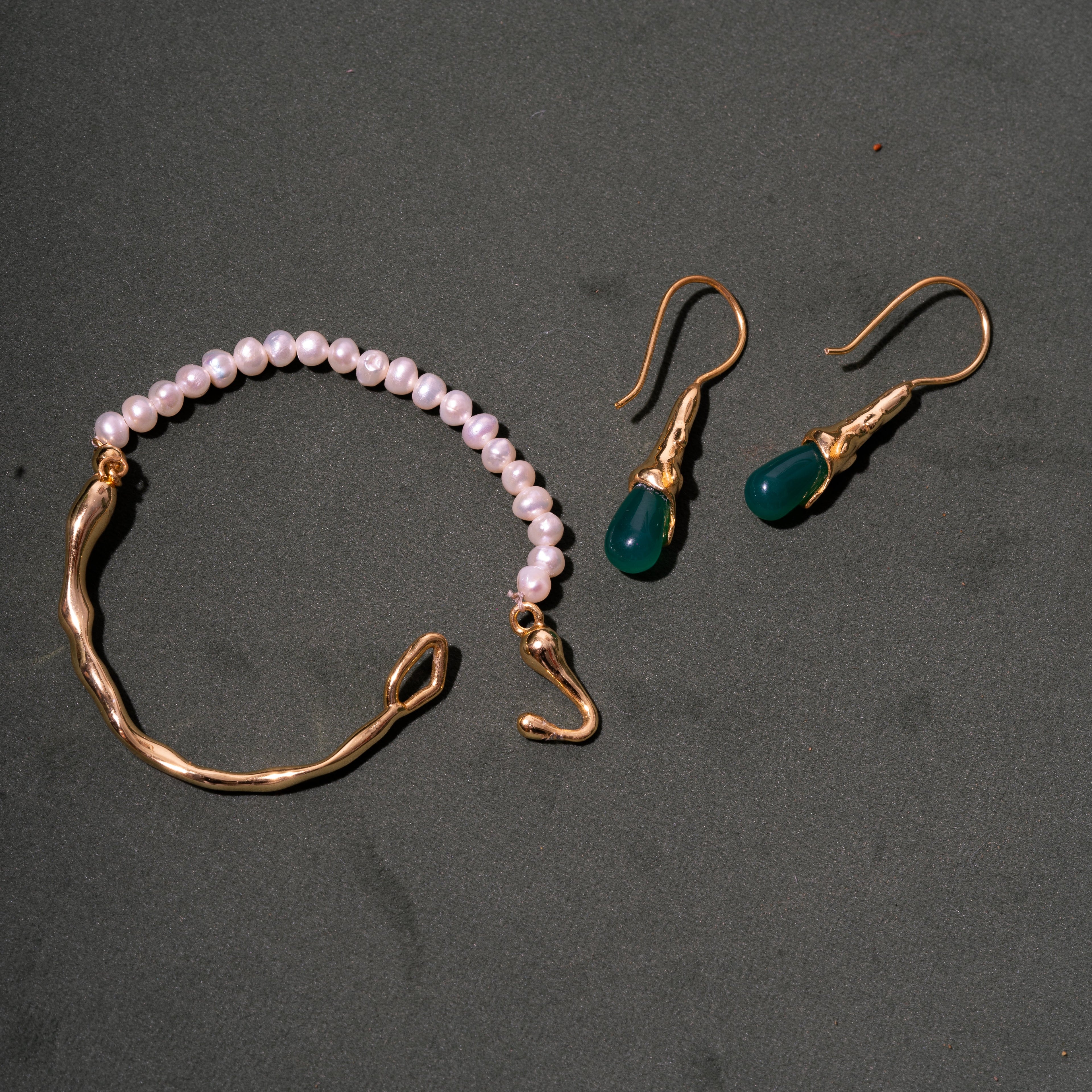 Molten Muse Green Aventurine Earrings