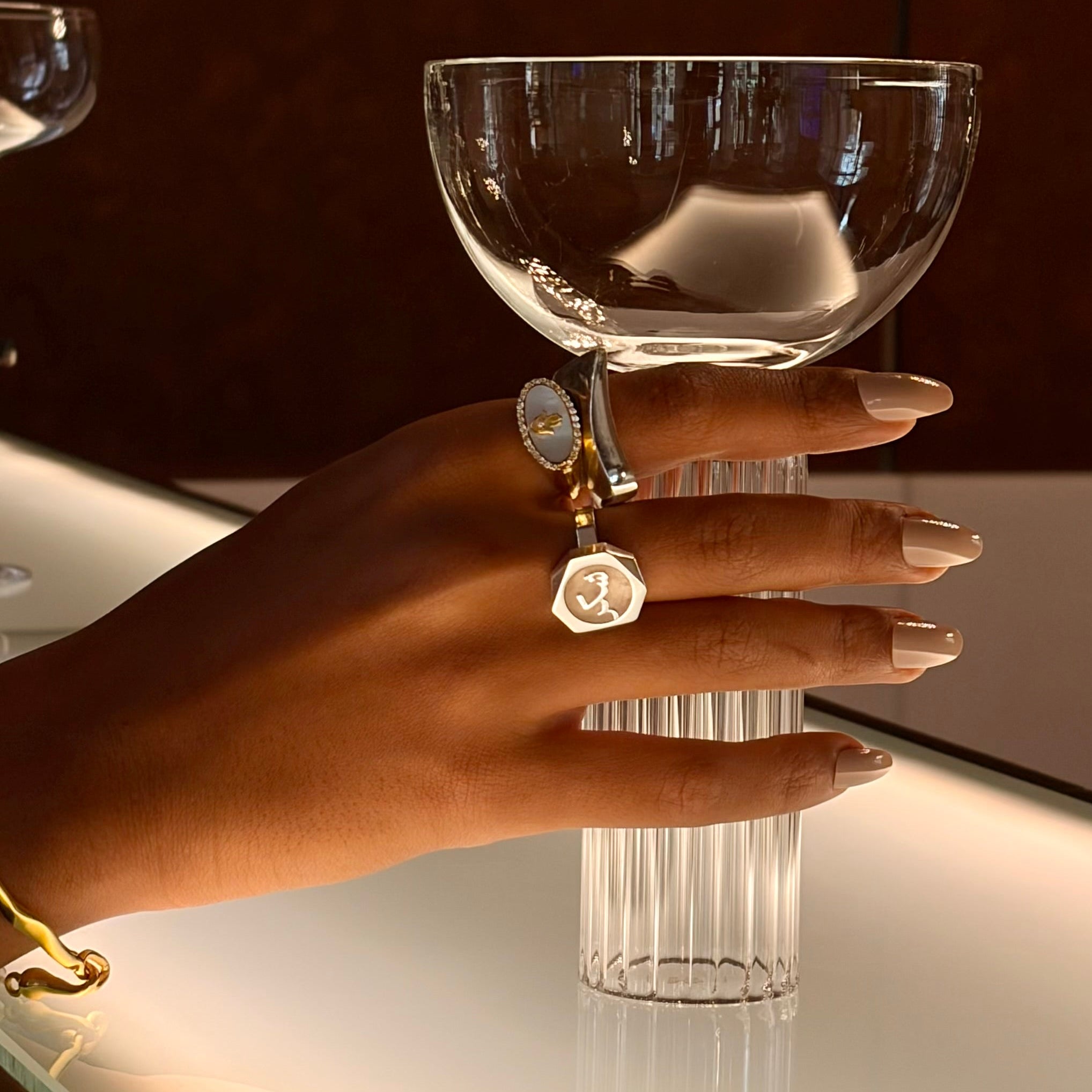 Shukr (Gratitude) Rose Quartz Silver Finish Ring