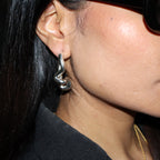 Freeform Pearl Drop Silver Hoops
