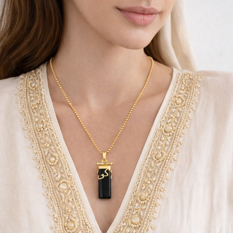 Kun Faya Kun Necklace in Black Onyx