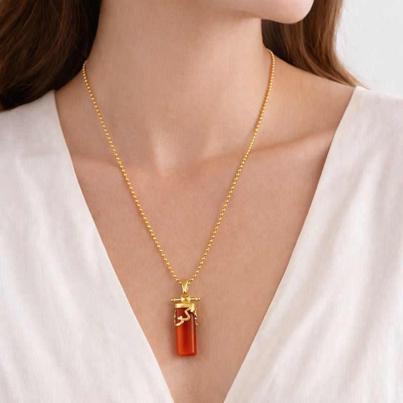 Kun Faya Kun Necklace in Red Onyx