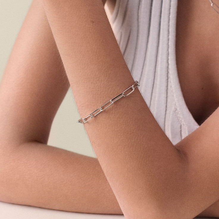 Paperclip Link Silver Bracelet