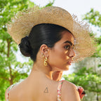 Freeform Pearl Drop Gold Hoops