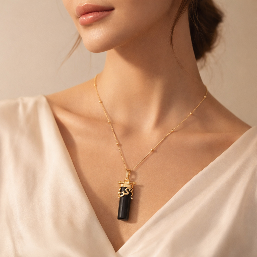 Kun Faya Kun Necklace in Black Onyx