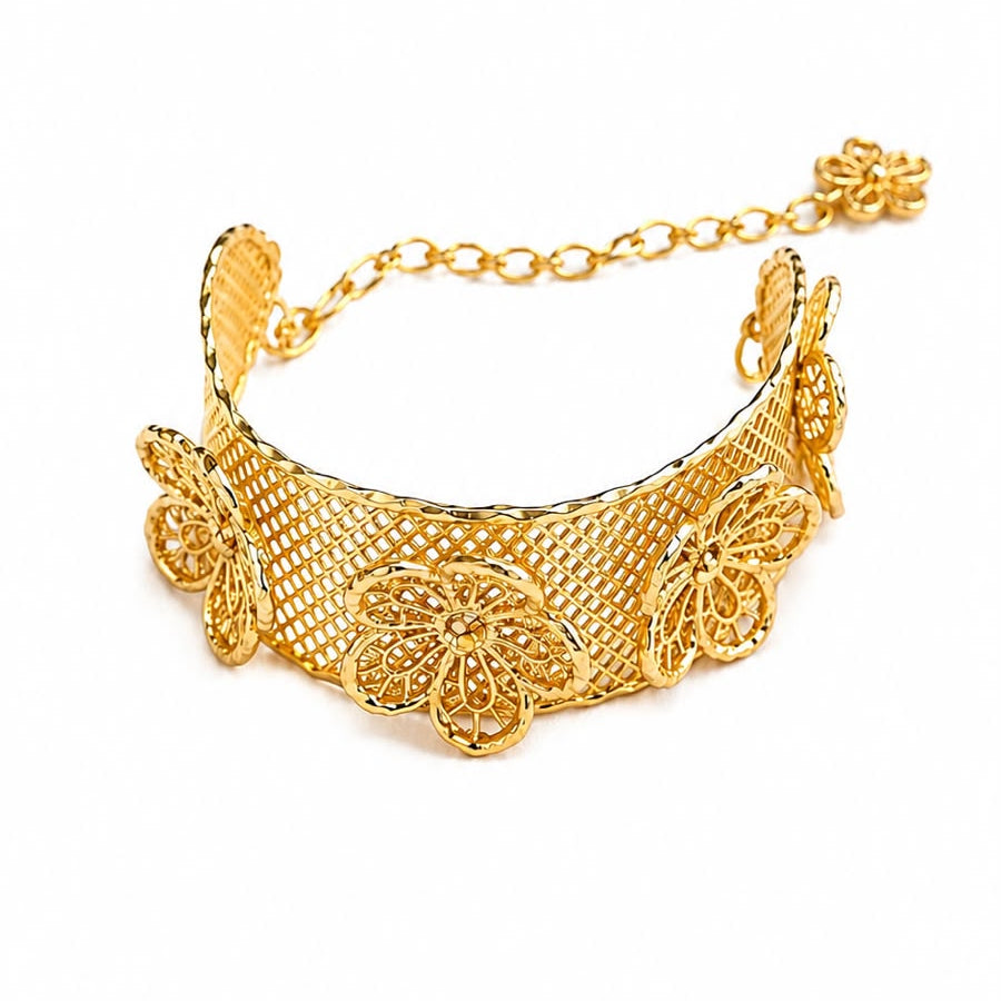 Lace Bloom Gold Bracelet Cuff