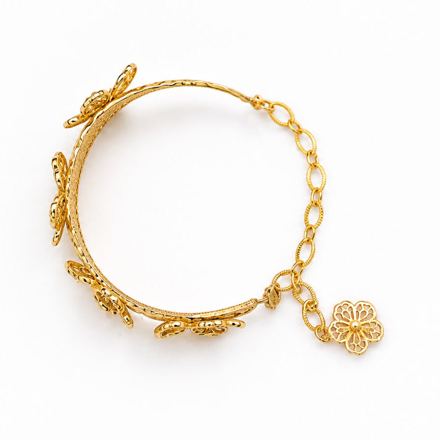 Lace Bloom Gold Bracelet Cuff