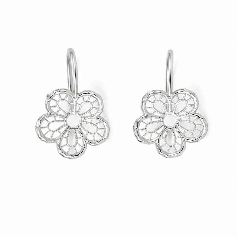 Lace Bloom Silver Earrings