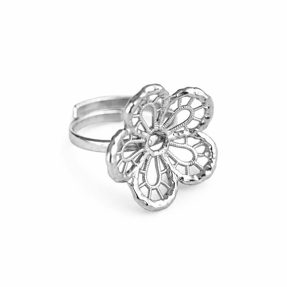 Lace Bloom Silver Ring