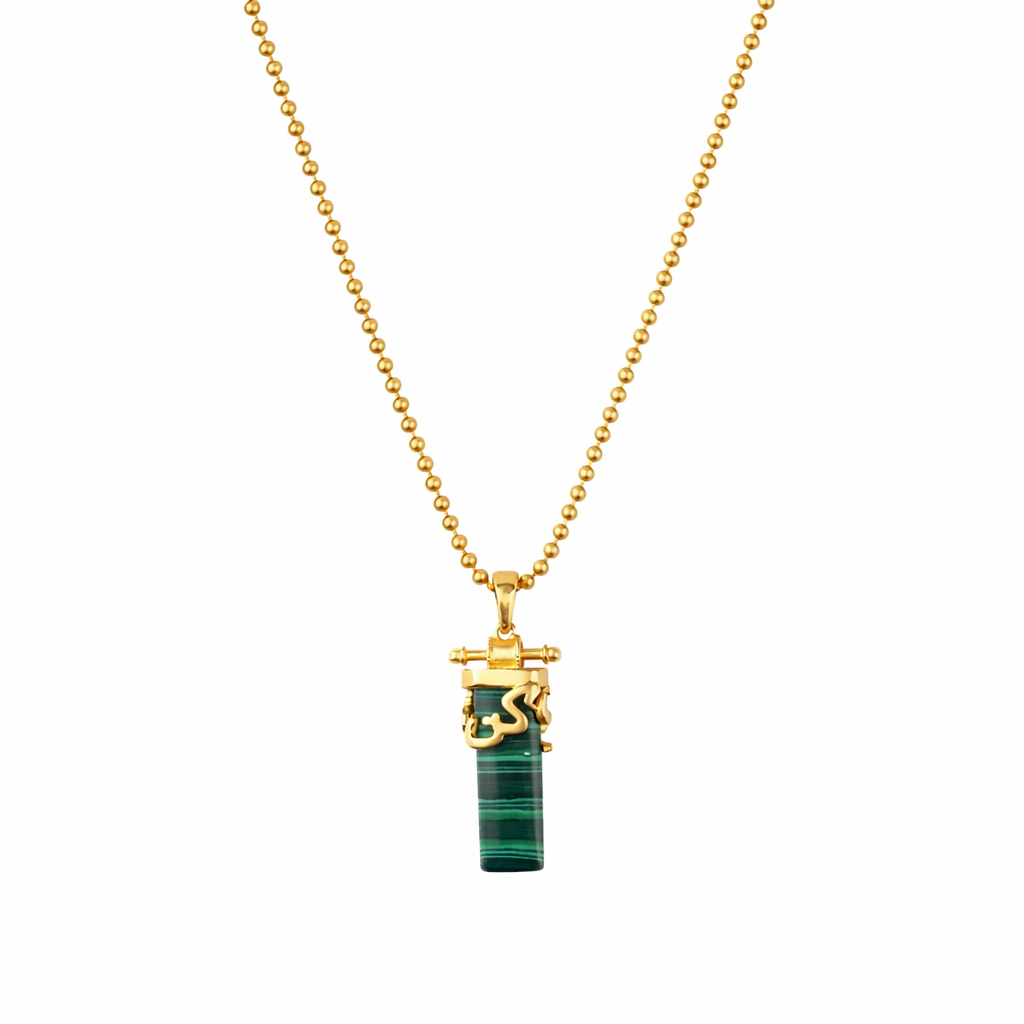 Kun Faya Kun Necklace in Green Malachite