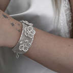 Lace Bloom Silver Bracelet Cuff