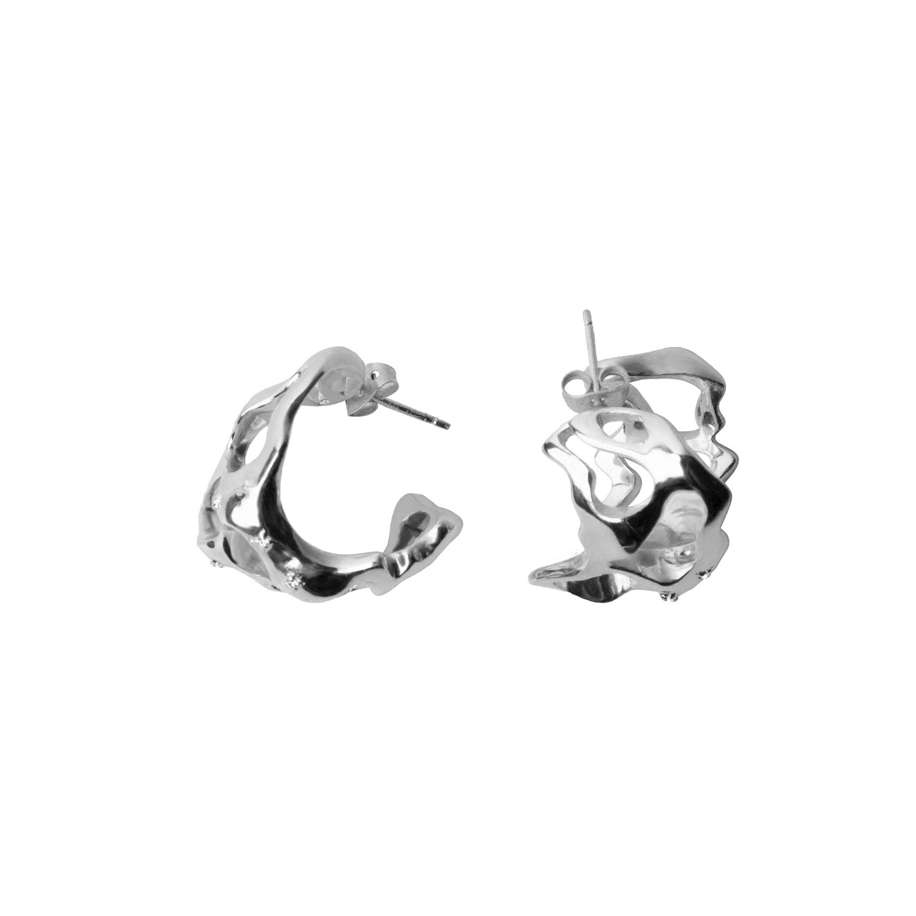 Bold Molten Silver Hoops