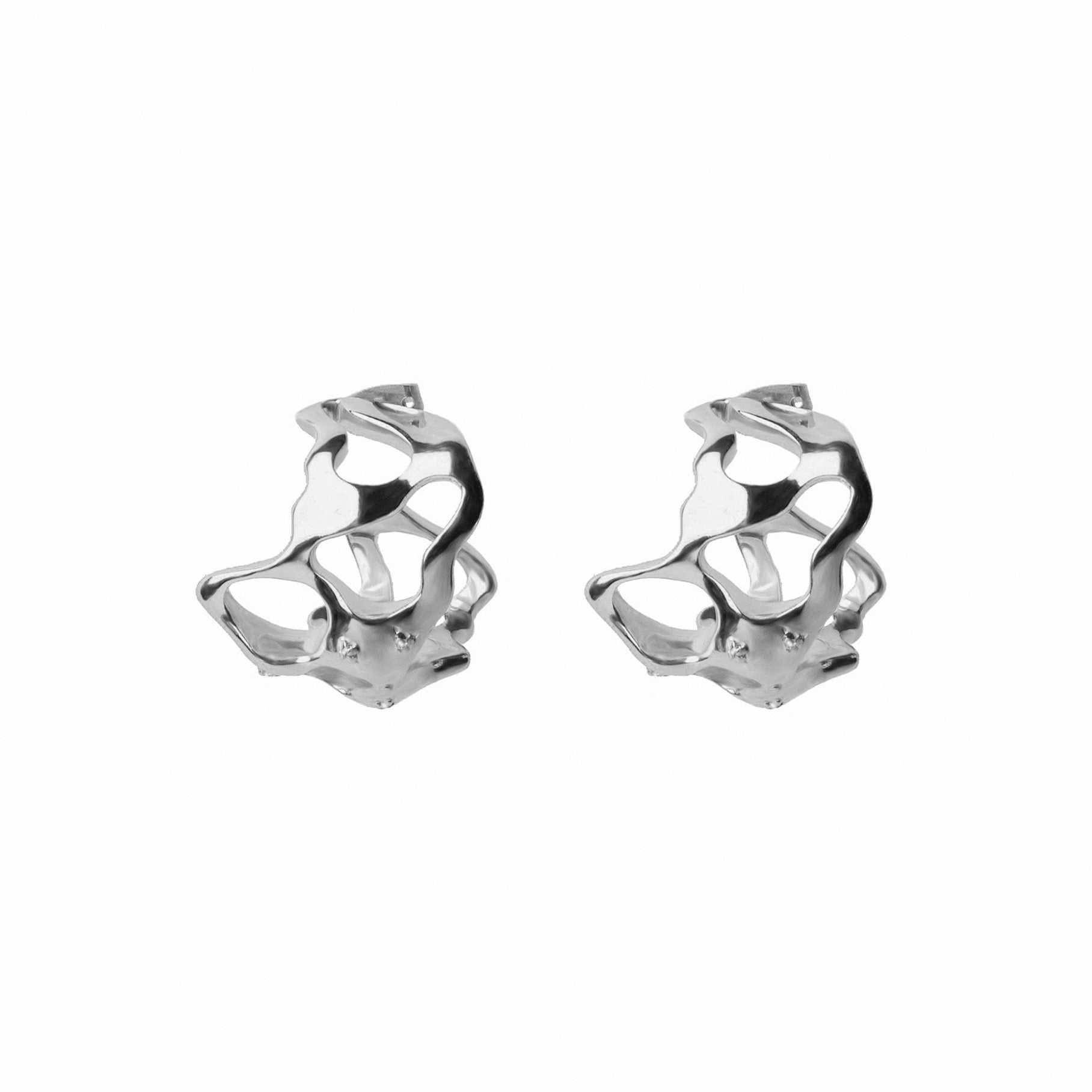 Bold Molten Silver Hoops