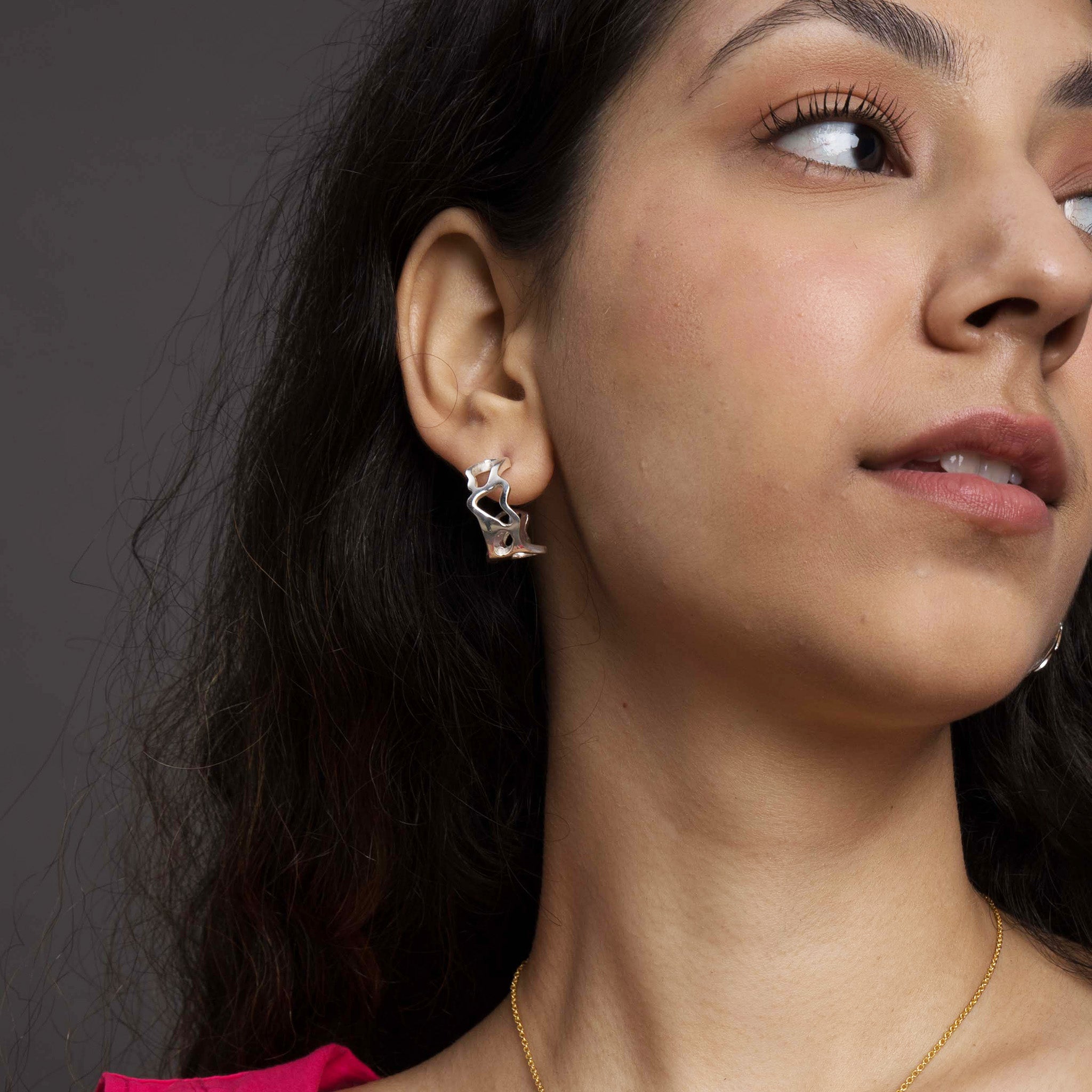 Plain Molten Hoops in Silver
