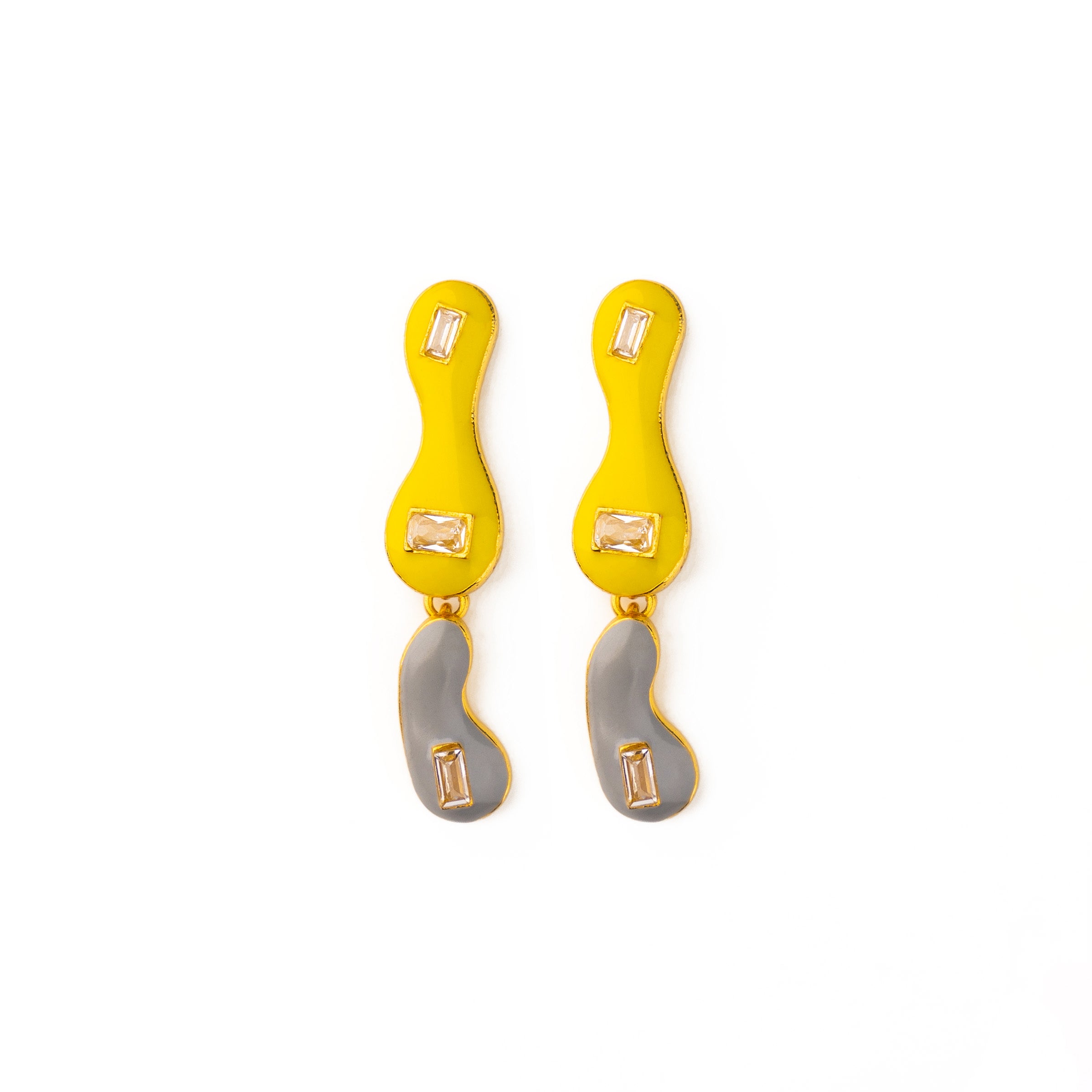 Yellow Grey Double Blob earrings