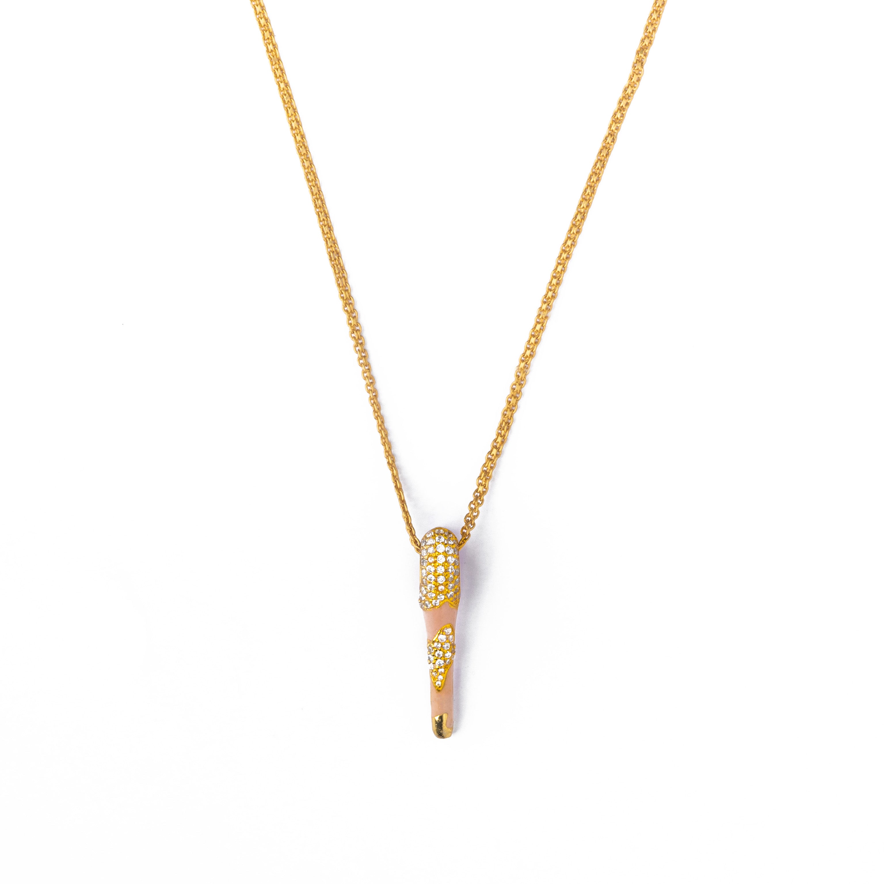 All in Enamel Mini Spike Pendant- Pink