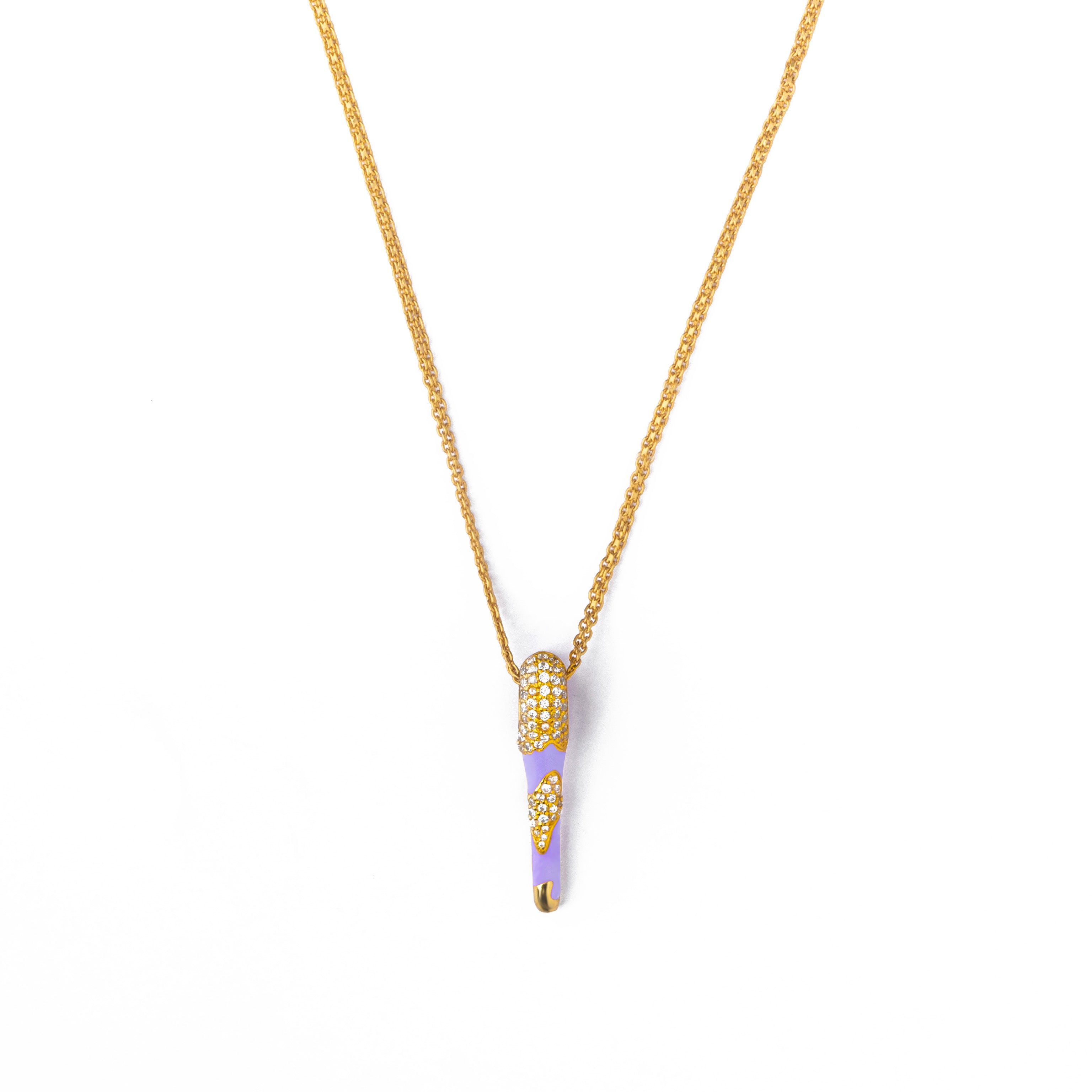 All in Enamel Mini Spike Pendant - Purple
