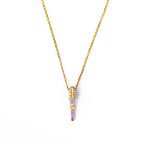 All in Enamel Mini Spike Pendant - Purple