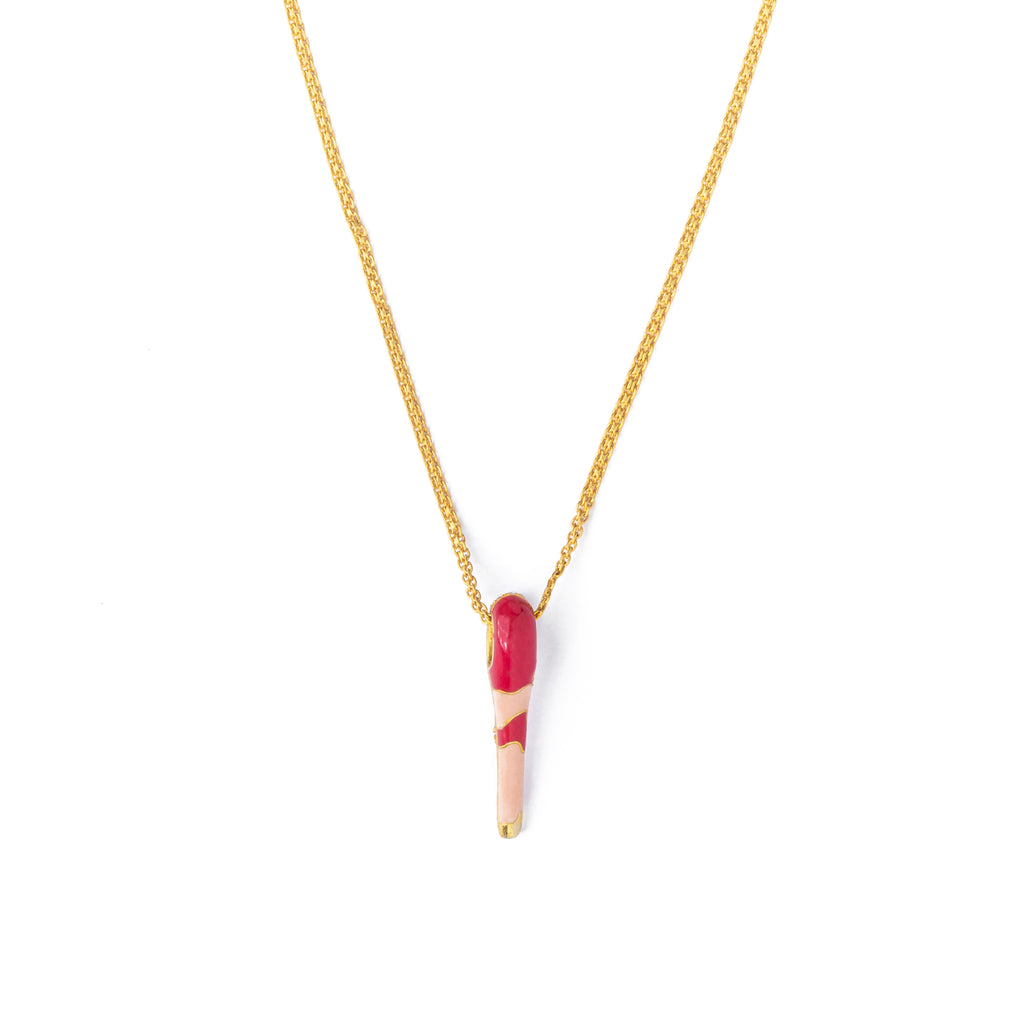 All in Enamel Mini Spike Pendant- Pink