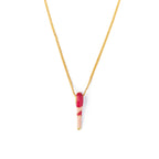 All in Enamel Mini Spike Pendant- Pink