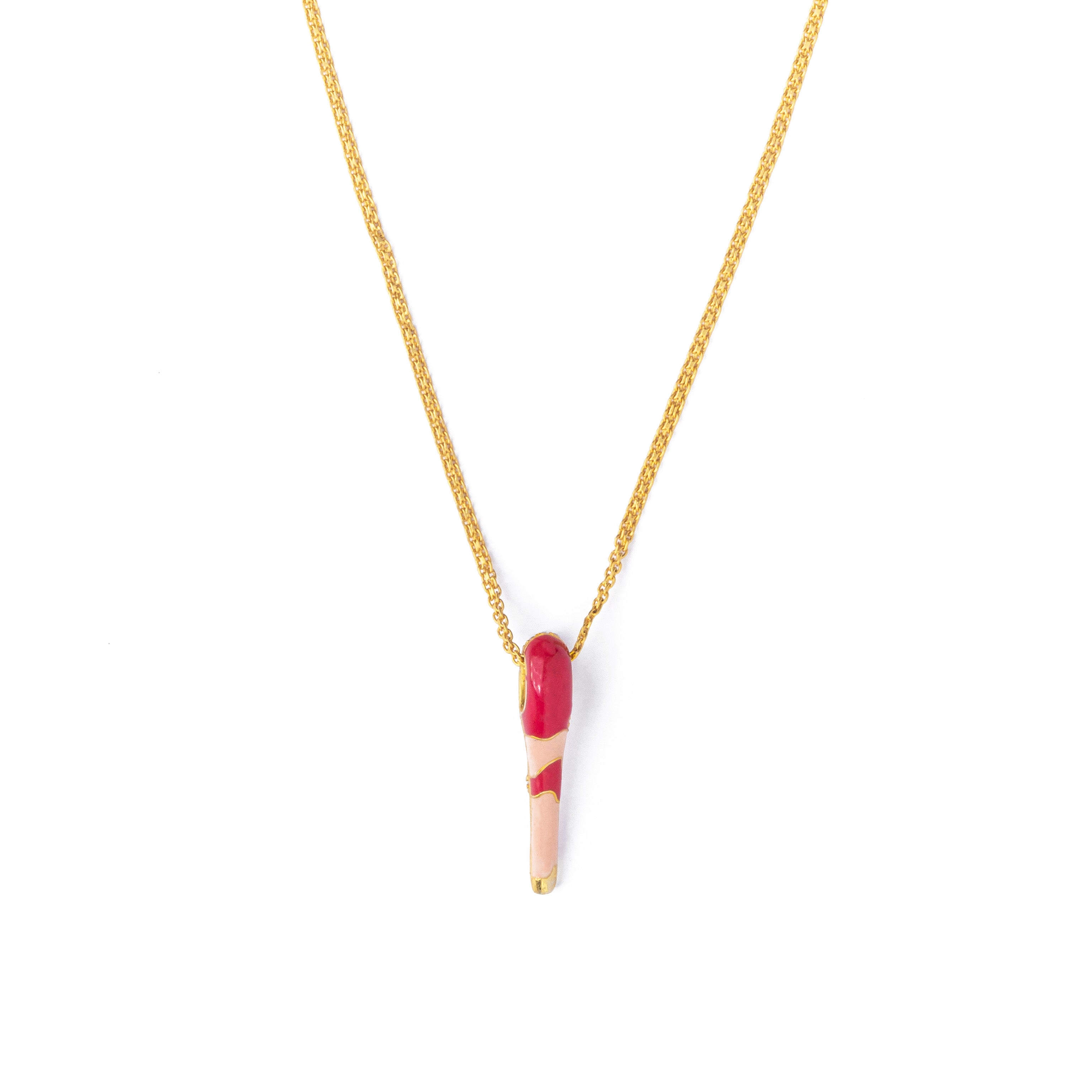 All in Enamel Mini Spike Pendant- Pink