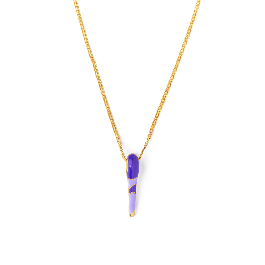 All in Enamel Mini Spike Pendant - Purple