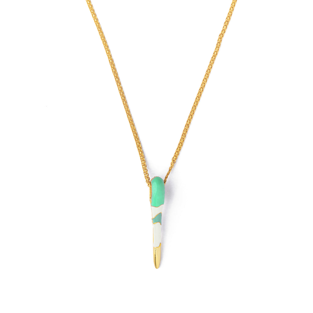 All in Enamel Spike Pendant - Green